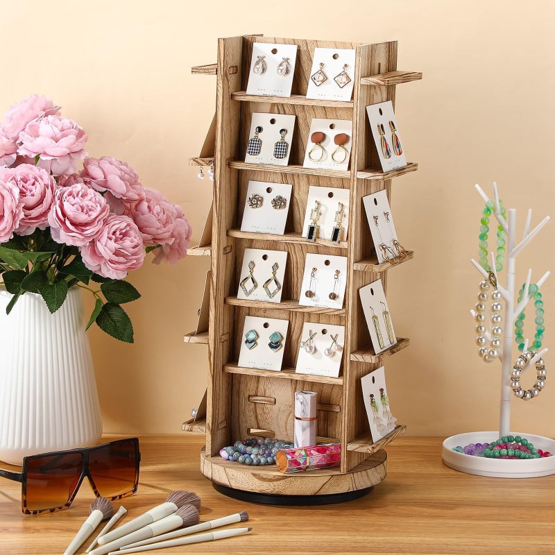 Подставка за бижута за бюро с три нива – настолен монтаж, PP+ABS материал, многофункционална и прахозащитна