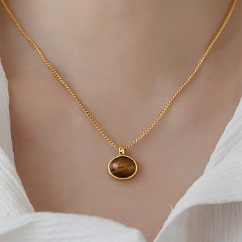 Colier din oțel titan cu pandant geometric, lanț în formă de O, lungime 41–50 cm, greutate 5 g