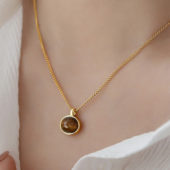 Colier din oțel titan cu pandant geometric, lanț în formă de O, lungime 41–50 cm, greutate 5 g