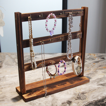 Пластмасова настолна стойка за бижута, 4 нива, мултифункционална за съхранение на обици, колиета и гривни