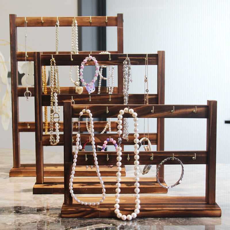 Пластмасова настолна стойка за бижута, 4 нива, мултифункционална за съхранение на обици, колиета и гривни