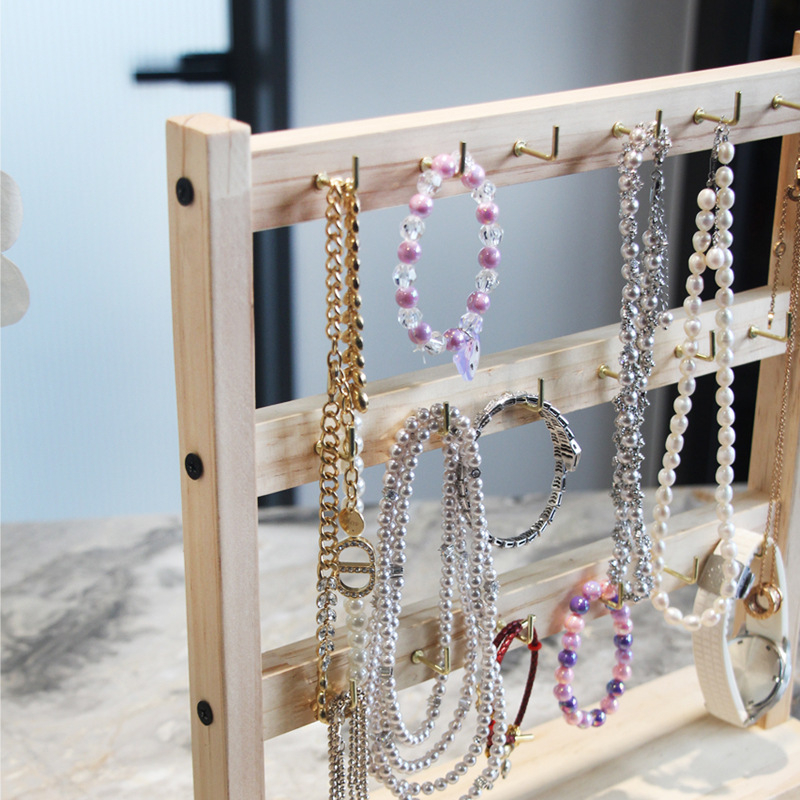 Пластмасова настолна стойка за бижута, 4 нива, мултифункционална за съхранение на обици, колиета и гривни