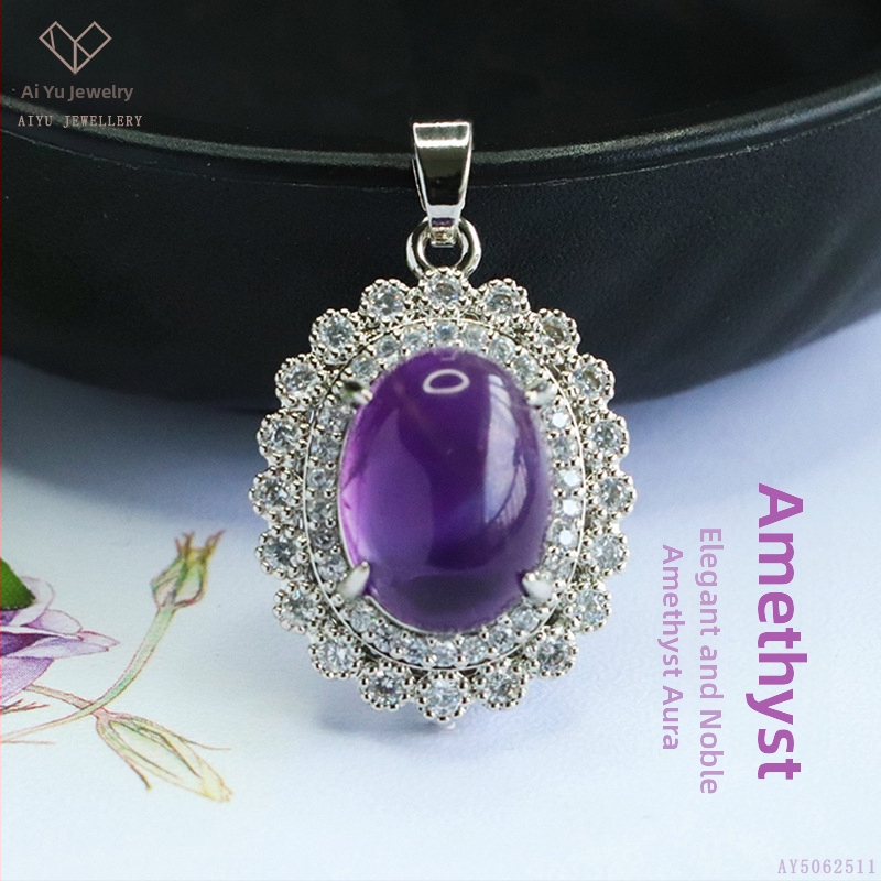 Μενταλιόν με αμέθυστο κρύσταλλο, χαλκός επικαλυμμένος με ασήμι, χωρίς πλευρικούς λίθους, προσιτός πολυτελής, καλοκαίρι 2025