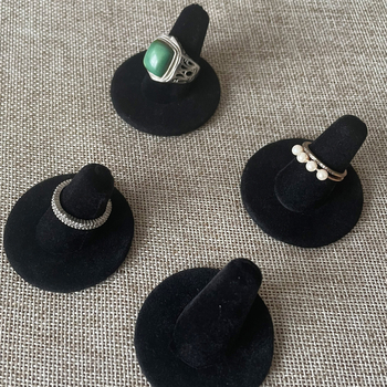 Дисплей стойка за пръстени, Т-образна, велурена облицовка, едноетажна, ръчна изработка