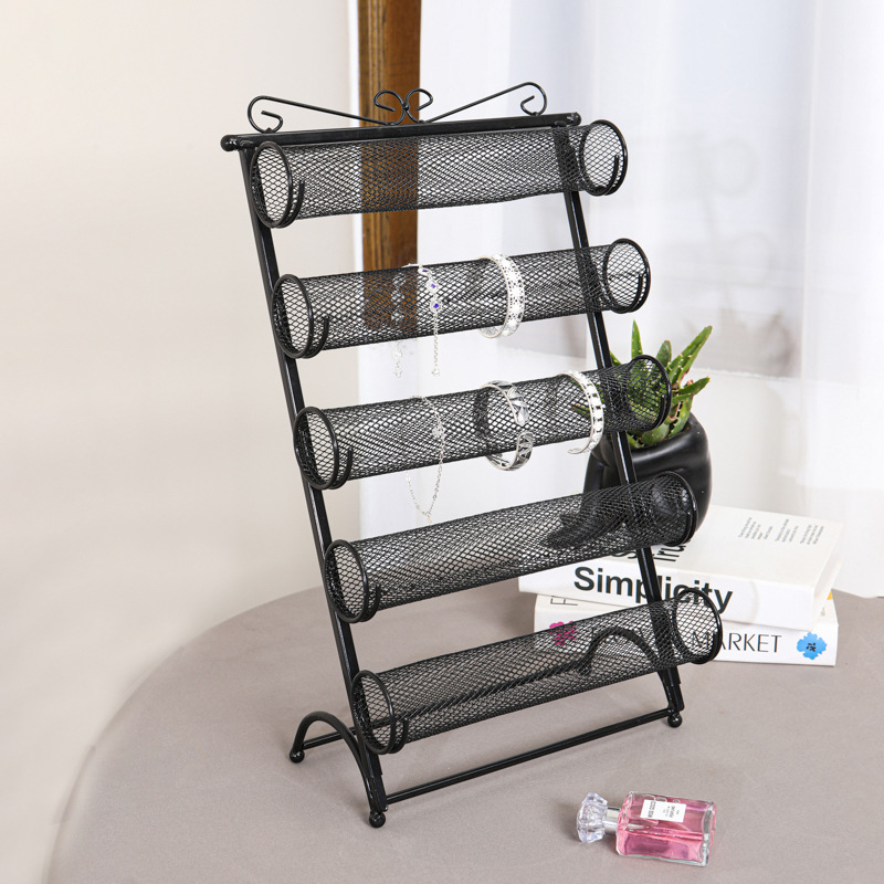 5 rétegű levehető asztali ékszerkiállító állvány vasból, létra alakú, skandináv stílus