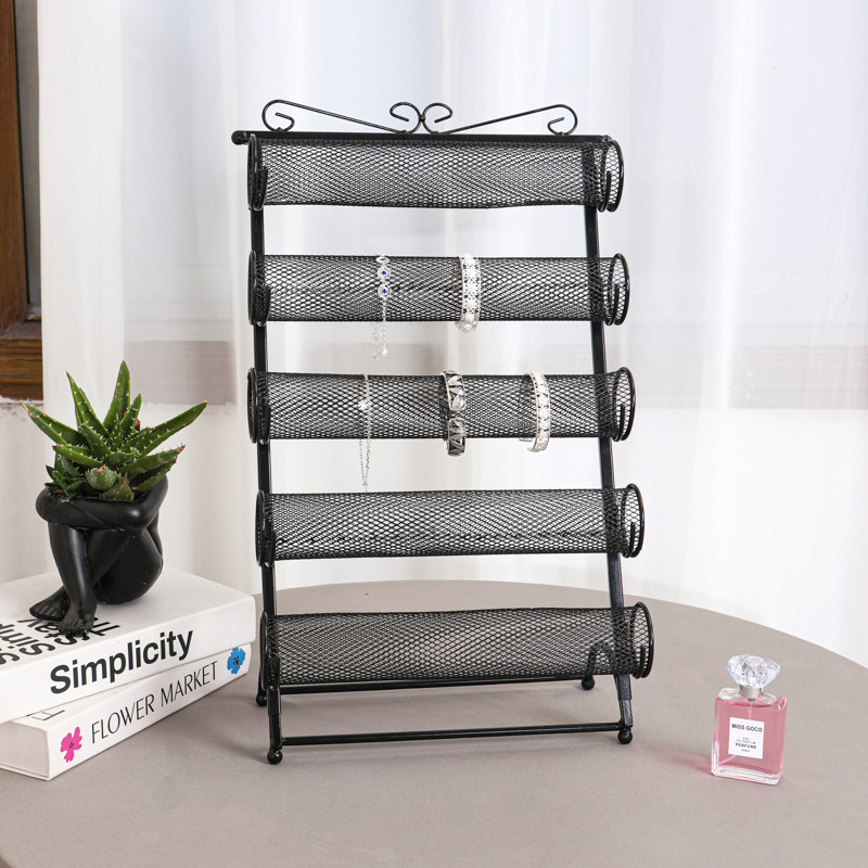 5 rétegű levehető asztali ékszerkiállító állvány vasból, létra alakú, skandináv stílus