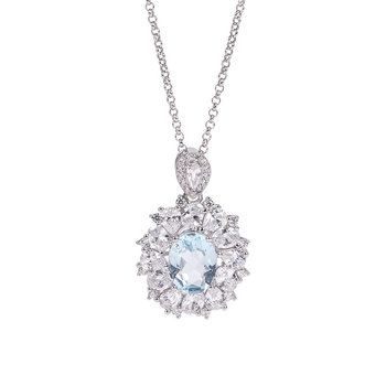 Colier pentru decolteu din argint 925, piatră de topaz geometrică, finisaj electroplacat.