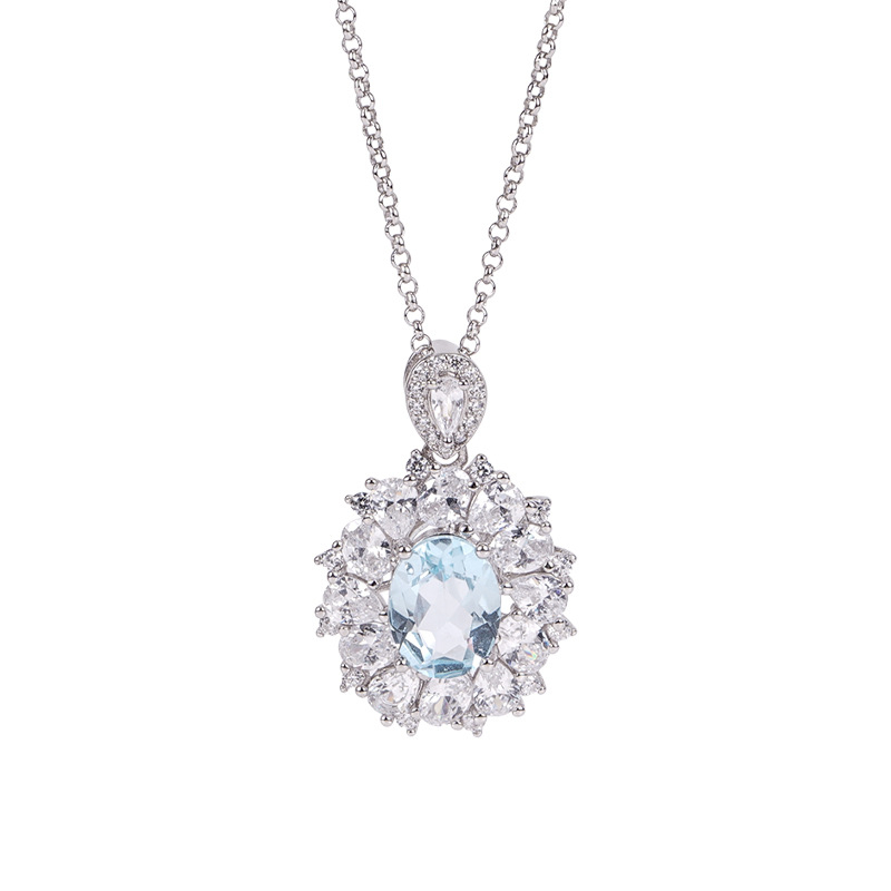 Colier pentru decolteu din argint 925, piatră de topaz geometrică, finisaj electroplacat.