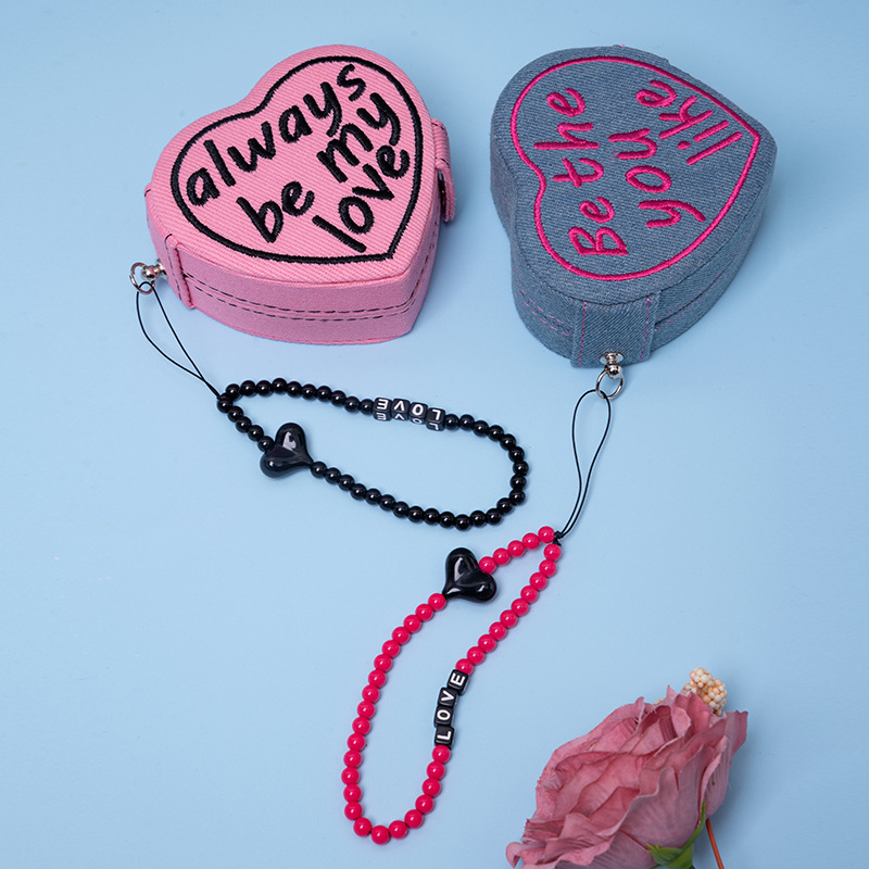 Denim szív alakú ékszerdoboz (Modell xsc1, Márka Nothing, Anyag Denim, Kemény tok, Testreszabás elérhető)