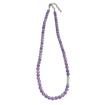 Colier din cristal de ametist, lucrat manual, design geometric, lanț obișnuit