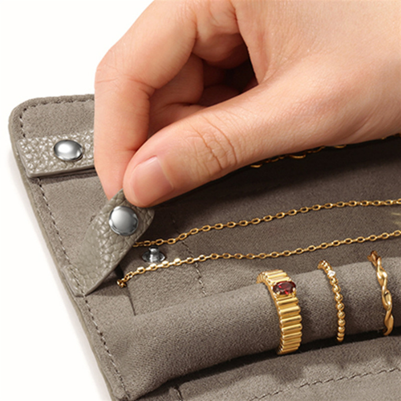 Kožna rolna torbica za nakit, skladište prstena i narukvica, koreanskog stila clutch