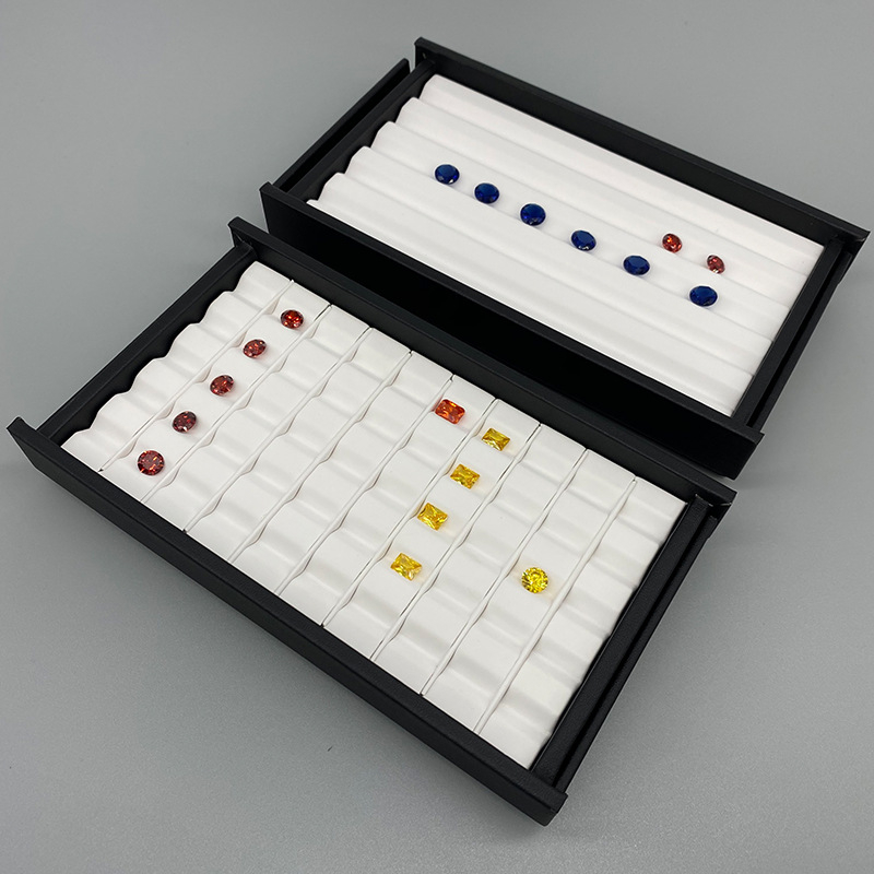 PU rotaslietu demonstrēšanas paliktnis ar vāciņu, magnētiska uzglabāšanas kārbiņa neapstrādātiem akmeņiem