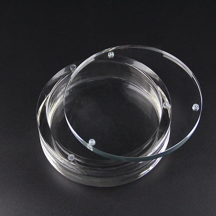 Kristāla apaļa rotaslietu uzglabāšanas kārba ar gludu virsmu, iepakojuma kārba, izcelsme Zhejiang