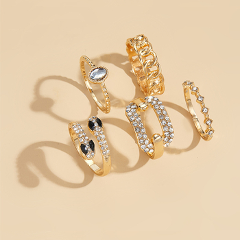 Set prstenja od cinkovog legura, ženski vintage stil, s moissanitnim ugradnjama, prilagodljivo