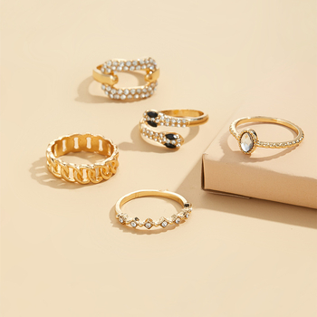 Set prstenja od cinkovog legura, ženski vintage stil, s moissanitnim ugradnjama, prilagodljivo