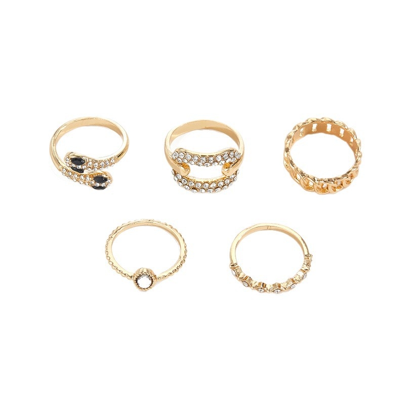 Set prstenja od cinkovog legura, ženski vintage stil, s moissanitnim ugradnjama, prilagodljivo