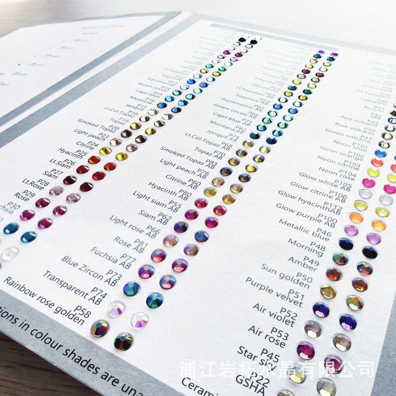 Krištalno stakleni okrugli rhinestones s ravnim dnom, kartica boja za DIY ručne radove, veličine ss3-ss40