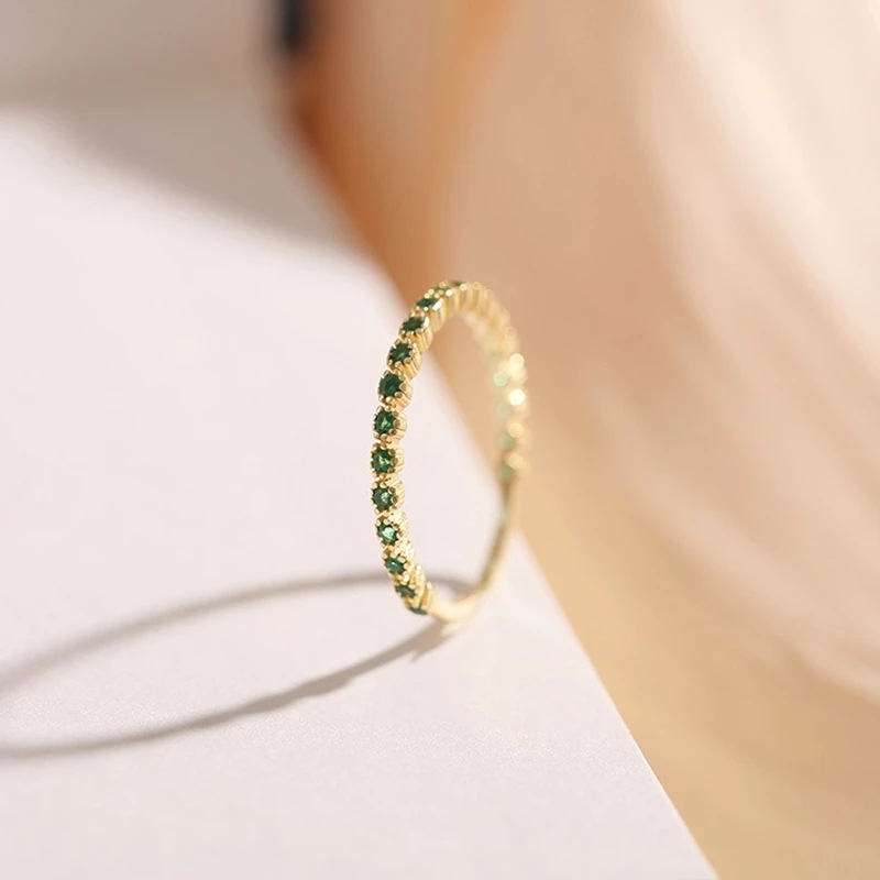 Bakarni prsten s pozlatom 14K, Zircon kameni, jednostruki otvoreni dizajn