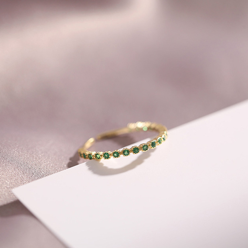 Bakarni prsten s pozlatom 14K, Zircon kameni, jednostruki otvoreni dizajn
