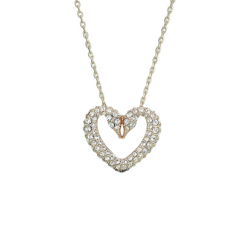 Ogrlica Beating Heart sa Swarovski kristalima, geometrijski dizajn, O-lanac, višeslojna, s privjeskom