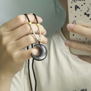 Ogrlica s kristalnim polumjesecom, ručna izrada, križasti lanac, kineski stil, unisex