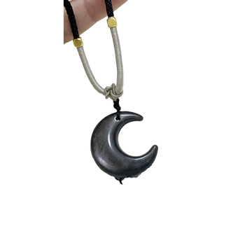 Ogrlica s kristalnim polumjesecom, ručna izrada, križasti lanac, kineski stil, unisex