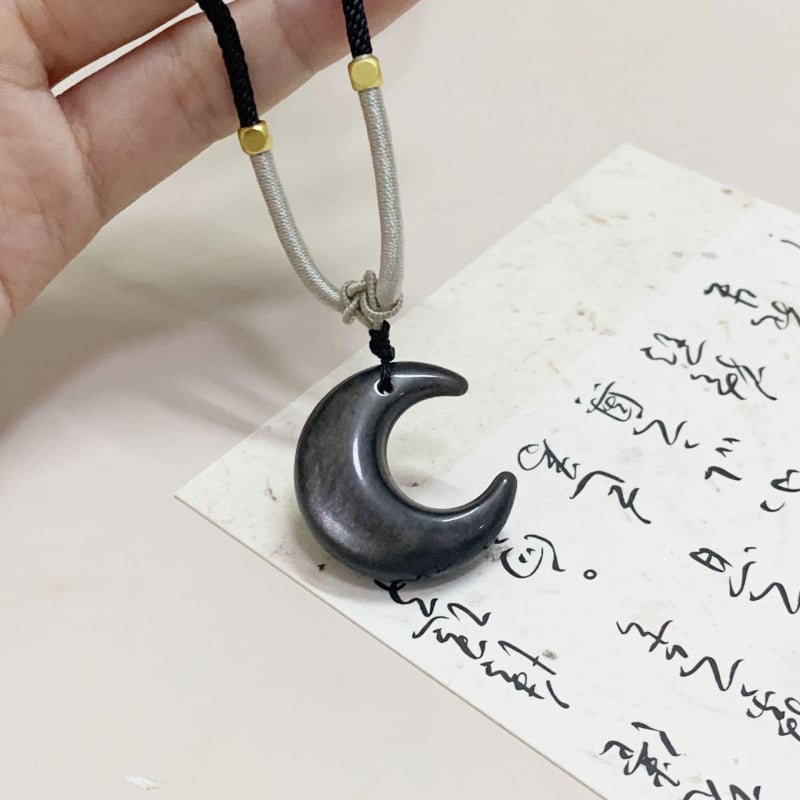 Ogrlica s kristalnim polumjesecom, ručna izrada, križasti lanac, kineski stil, unisex