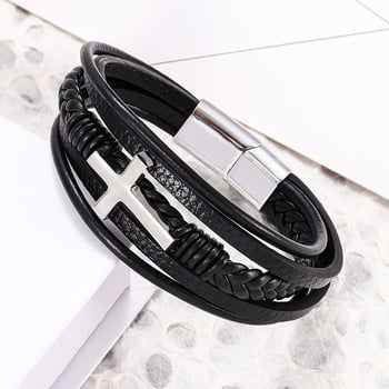 2025 m. nauja, tarpvalstybinė, karštai parduodama daugiasluoksnė rankomis austa nerūdijančio plieno kryžminė apyrankė vyrams