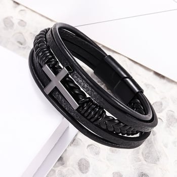 2025 m. nauja, tarpvalstybinė, karštai parduodama daugiasluoksnė rankomis austa nerūdijančio plieno kryžminė apyrankė vyrams