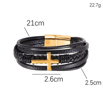 2025 m. nauja, tarpvalstybinė, karštai parduodama daugiasluoksnė rankomis austa nerūdijančio plieno kryžminė apyrankė vyrams