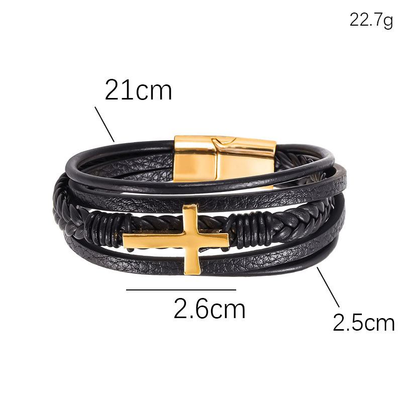 2025 m. nauja, tarpvalstybinė, karštai parduodama daugiasluoksnė rankomis austa nerūdijančio plieno kryžminė apyrankė vyrams