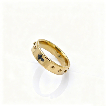 Prsten s križem od titan čelika, 18K pozlata, unisex geometrijski stil