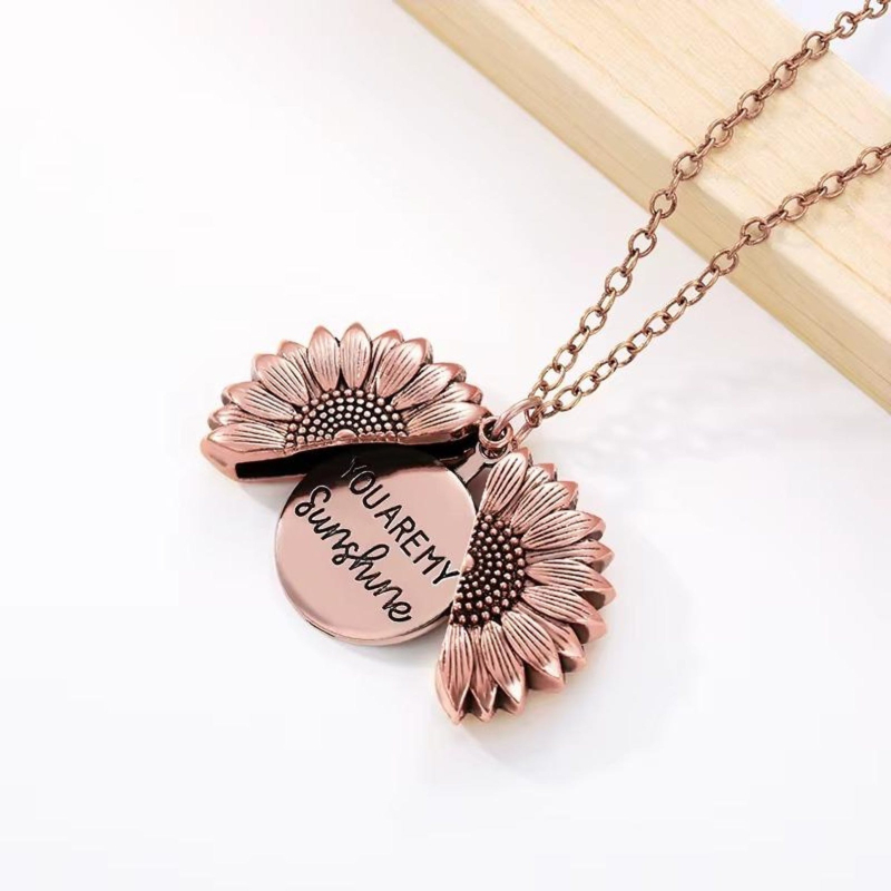 Ogrlica sa suncokretom, otvoreni privjesak, gravirano 'You Are My Sunshine', unisex, titan čelik
