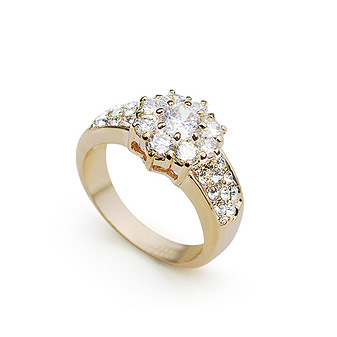 Prsten, korejskog stila, pozlaćena legura s umjetnim kamenjem, prilagodljiv