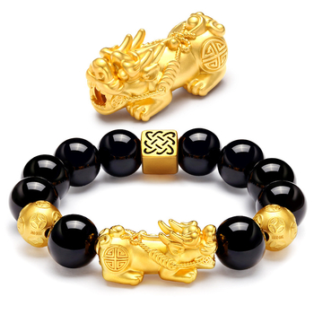 Férfi karkötő National Wind stílusban, ötvözet és üveg gyöngyökkel, obsidián gyöngyök, testreszabás elérhető