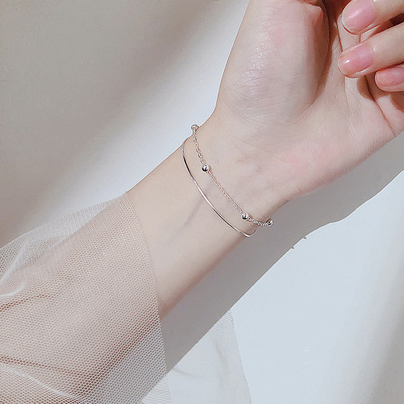 Narukvica s dvostrukim slojem zmijske kosti, korejskog stila, s premazom od srebra 35%, prilagodljiva