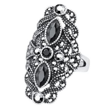 Ötvözetből készült gyűrű, retro uniszex stílus, elektroplatírozás, ötvözetbe illesztett mesterséges kövek