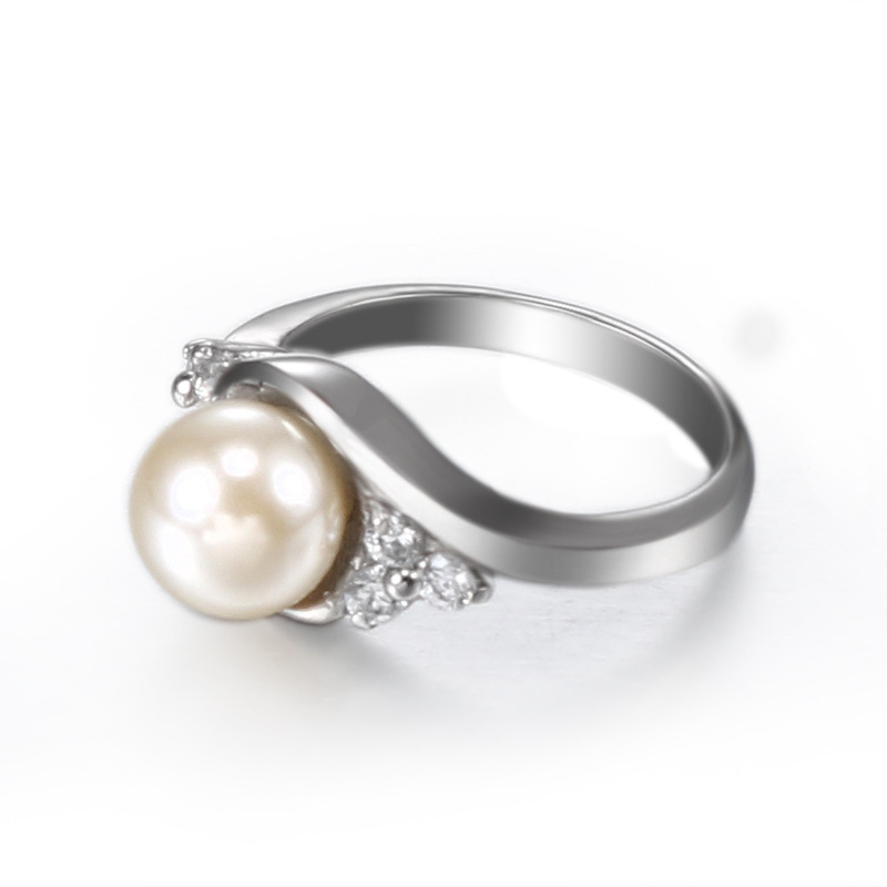 Rozsdamentes acél gyűrű, gyöngy beépítés, geometriai dizájn, nőknek, divat OL, Aohongyang ékszer