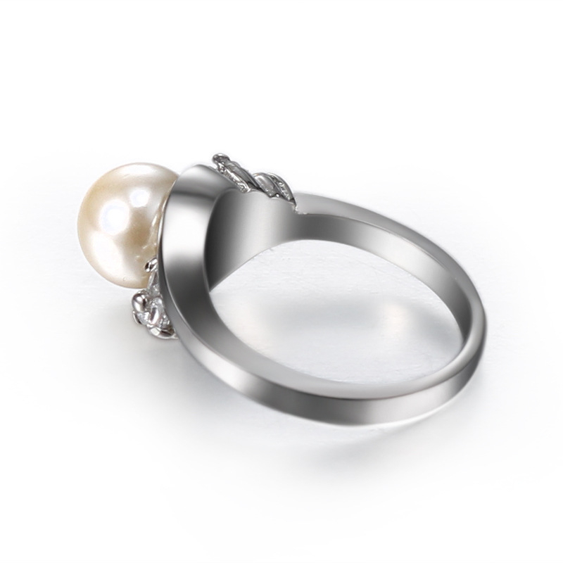 Rozsdamentes acél gyűrű, gyöngy beépítés, geometriai dizájn, nőknek, divat OL, Aohongyang ékszer