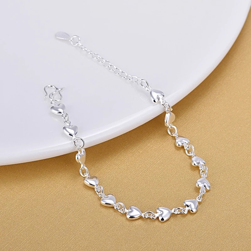 Jie Qun S925 srebrna narukvica, dizajn srce-u-srce, model JQ500, zaštita od zračenja, neovisno pakiranje