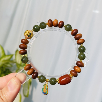 Narukvica od Hetian jade s buddhističkim perlicama – unisex, novi kineski stil, izrada od perlica, jesen 2025 izlazak