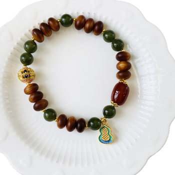 Narukvica od Hetian jade s buddhističkim perlicama – unisex, novi kineski stil, izrada od perlica, jesen 2025 izlazak