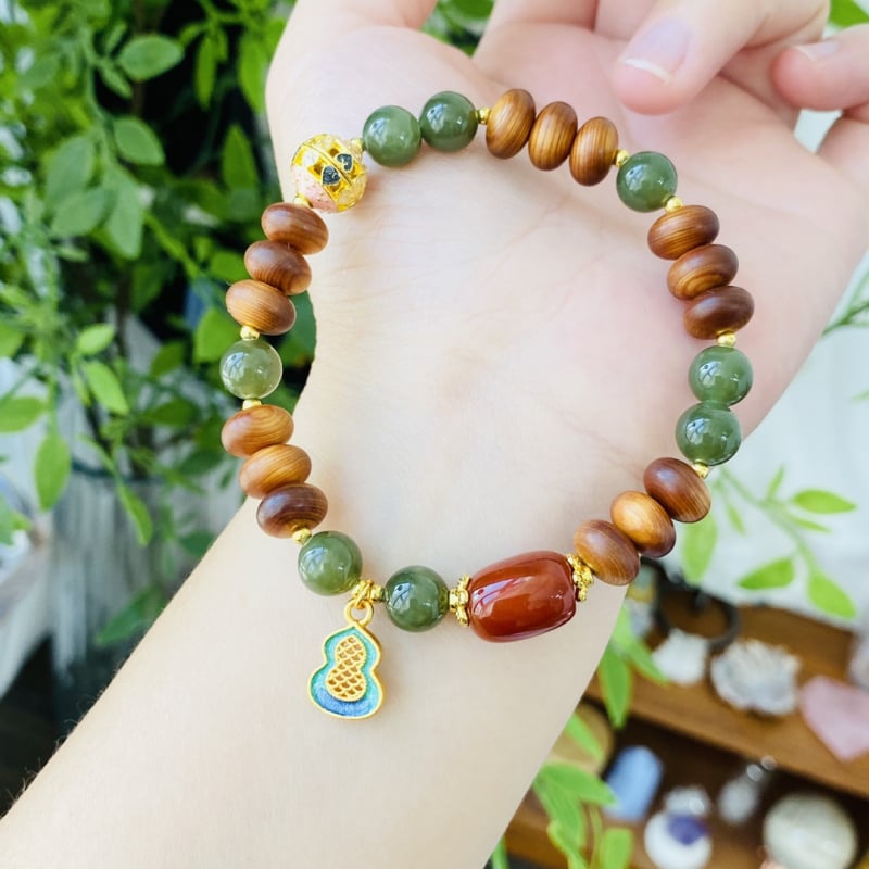 Narukvica od Hetian jade s buddhističkim perlicama – unisex, novi kineski stil, izrada od perlica, jesen 2025 izlazak