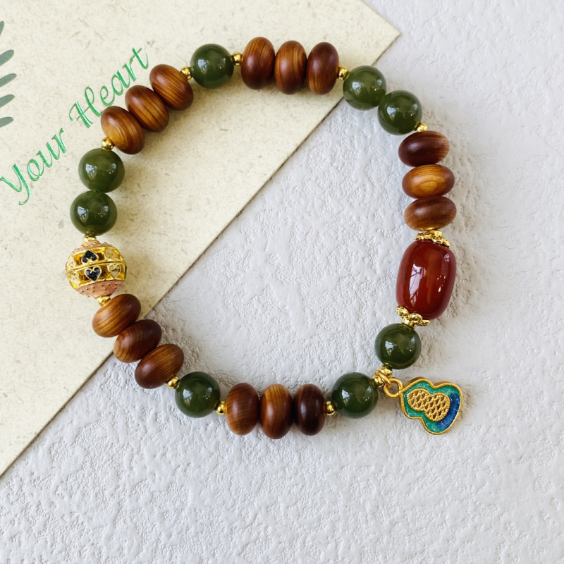 Narukvica od Hetian jade s buddhističkim perlicama – unisex, novi kineski stil, izrada od perlica, jesen 2025 izlazak