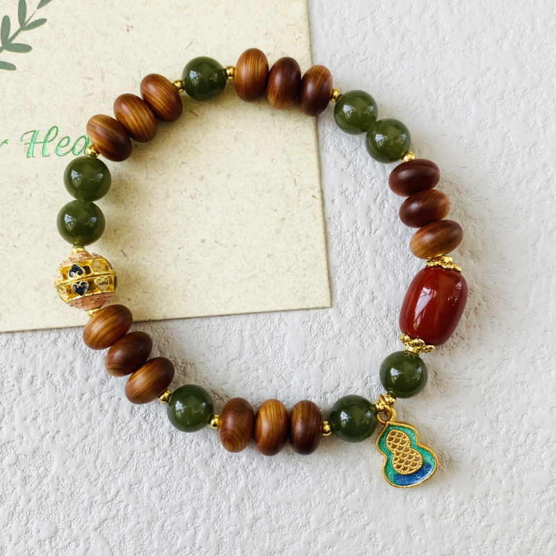 Narukvica od Hetian jade s buddhističkim perlicama – unisex, novi kineski stil, izrada od perlica, jesen 2025 izlazak