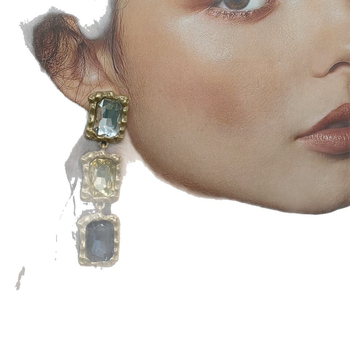 Set naušnica i ogrlica: geometrijski dizajn, legura, elektroplatiranje, lanac klavikularnog tipa, opseg 41–50 cm