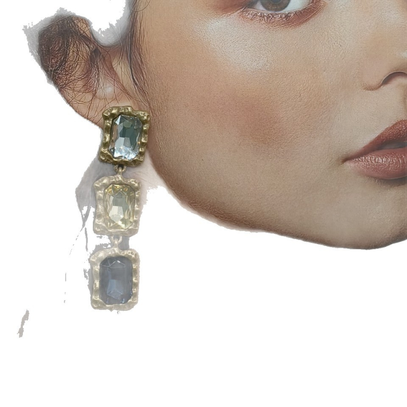 Set naušnica i ogrlica: geometrijski dizajn, legura, elektroplatiranje, lanac klavikularnog tipa, opseg 41–50 cm