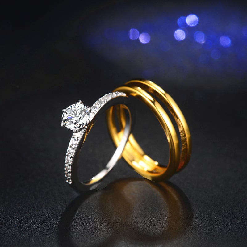 Ženski prsten u korejskom stilu, bakrena osnova s cirkonima, dizajn krune, elektroplatiranje.