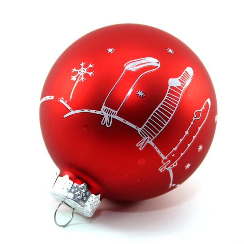 Стъклена коледна топка – ръчно изработена, модерен семпъл стил, подарък за бизнес и празници
