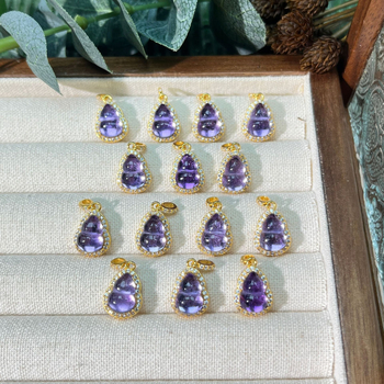 Viseći privjesak za ogrlicu od prirodnog ametista u srebru S925, oblik tikve, elektroplate, elegantan dizajn